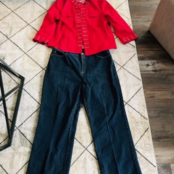 DARK Simon Chang Jeans- 1 pair of size 16, red jacket - Picture 5 of 6